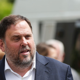 Oriol Junqueras en su visita a Waterloo.