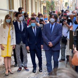 Pere Aragonés y Carles Puigdemont, en Alguer (Cerdeña).
