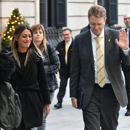Els diputats del PDeCAT Ferran Bel i Míriam Nogueras, arribant al Congrés dels Diputats el 4 de gener de 2020.