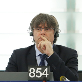 Carles Puigdemont durant la seva primera sessió al Parlament Europeu com a eurodiputat. CCMA
