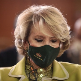 La expresidenta de la Comunidad de Madrid Esperanza Aguirre, durante la ceremonia de entrega del premio Sociedad Civil de parte del patronato de la Fundación Civismo, en Madrid (España), a 9 de marzo de 2021.