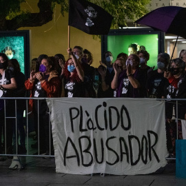 Imagen de la protesta contra el concierto de Plácido Domingo en Mérida.