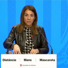 La portaveu del Govern, Meritxell Budó, en la roda de premsa d'aquest dimarts.