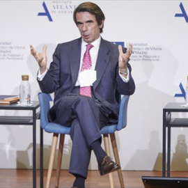 El expresidente del Gobierno y presidente del IADG, José María Aznar durante la segunda sesión de ‘España, Constitución, Libertad. 1996-2004’ a 9 de marzo de 2021.