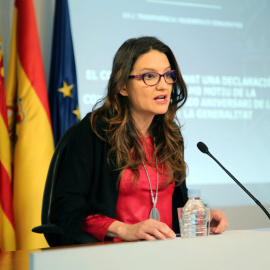 La vicepresidenta i portaveu de la Generalitat Valenciana Mónica Oltra durant una roda de premsa posterior al ple del Consell.