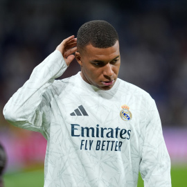El futbolista del Real Madrid Kylian Mbappé durante un partido disputado en el Santiago Bernabéu.