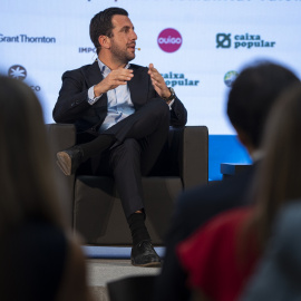 El presidente de Cox Energy, Enrique Riquelme, durante un encuentro informativo en el Palau de les Comunicacions de Valencia. E.P./Jorge Gil