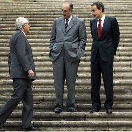 16/11/2006 - Pasqual Maragall, Jacques Chirac i José Luis Rodríguez Zapatero a la cimera hispano-francesa que va fer-se a Girona el 16 de novembre de 2006.