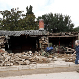 Vista general de los destrozos ocasionados en la población de Tafalla, tras las lluvias torrenciales caídas desde primeras horas de la tarde de ayer, en las que se han visto afectadas otras localidades como Olite, Pueyo, Pitillas o Beire. EFE/ Jesús Di