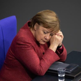 Ángela Merkel durante la sesión en el Parlamento Alemán.