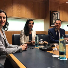 Imagen de la reunión entre PP, Cs y Vox | Europa Press