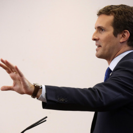 Pablo Casado, tras la reunión que ha mantenido con presidente del Gobierno, Pedro Sánchez | EFE