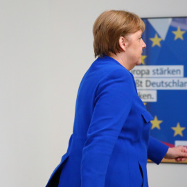 La canciller alemana, Angela Merkel, tras su rueda de prensa de Berlín. /REUTERS