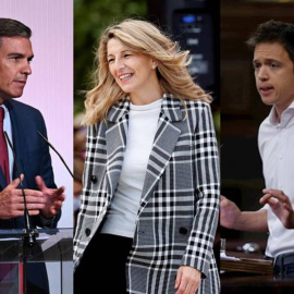 Imagen combinada de Pedro Sánchez, Yolanda Díaz e Íñigo Errejón.