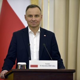El presidente de Polonia, Andrzej Duda, durante una rueda de prensa, a 11 de enero de 2023.