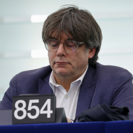 Carles Puigdemont durante un debate en el Parlamento Europeo de Estrasburgo, Francia, a 18 de enero de 2023.