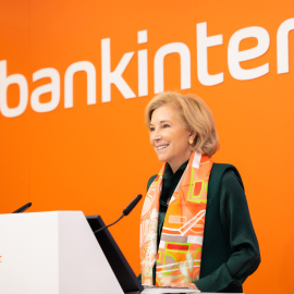 La consejera delegada de Bankinter, María Dolores Dancausa, durante la presentación de los resultados de la entidad bancaria de 2022, en su se de  en Madrid. EFE/ Maximo Garcia De La Paz