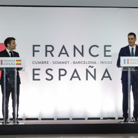 19/01/2023 - Emmanuel Macron i Pedro Sánchez a la cimera bilateral hispano-francesa d'aquest dijous a Barcelona.