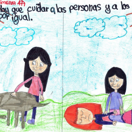 Un dibujo de Jimena, una alumna de un colegio de Valladolid, sobre los derechos de los animales.