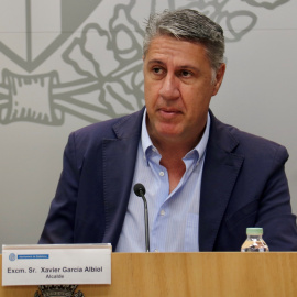 L'alcalde de Badalona, Xavier Garcia Albiol, en roda de premsa.
