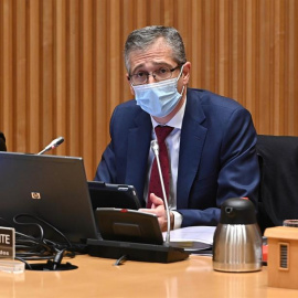 El gobernador del Banco de España, Pablo Hernández de Cos, comparece en la comisión del Congreso para la auditoría de la calidad democrática en relación con el análisis de las medidas necesarias para reforzar la imparcialidad e independencia de aut