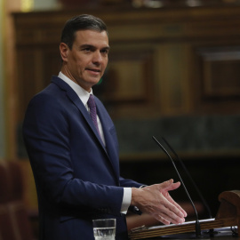 24/01/2023.- El presidente del Gobierno, Pedro Sánchez, interviene durante la sesión plenaria de este martes en el Congreso de los Diputados en Madrid. EFE/ Juan Carlos Hidalgo