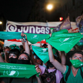 Manifestación en Buenos Aires para reclamar la legalización del derecho al aborto libre y gratuito.