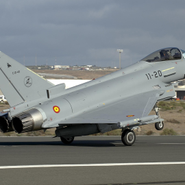 Eurofighter del Ejército del Aire durante una maniobra de despegue. EA
