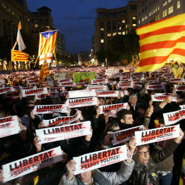 Concentración en Barcelona a favor de la libertad de los presos políticos.