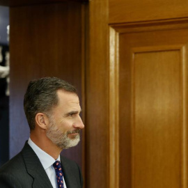 El rey Felipe VI recibe en audiencia al ministro de Asuntos Exteriores de Emiratos Árabes Unidos, el jeque Abdullah Bin Zayed Al Nahyan, en el Palacio de la Zarzuela, en Madrid. EFE