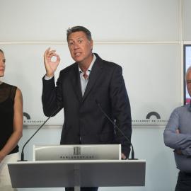 El presidente del PP catalán, Xavier García Albiol, en una comparecencia pública. EFE