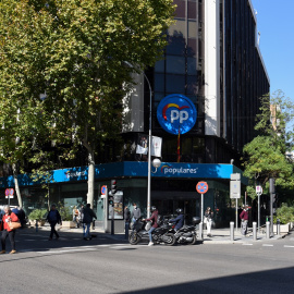 Fachada de la sede del PP, en el número 13 de la calle Génova. Gustavo Valiente / Europa Press