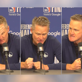 El entrenador de la NBA Steve Kerr durante la rueda de prensa.