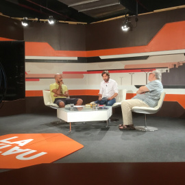 Moment del debat entre Pau Llonch i Manolo Monereo