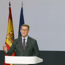 residente del PP, Alberto Nuñez Feijóo, interviene en la presentación del programa electoral del Partido Popular a las elecciones generales del 23 de julio