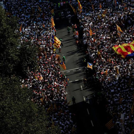 Así se encuentra la avenida Meridiana de Barcelona el comienzo de la Via Catalana, la gran manifestación por la Diada de Cataluña. EFE/Alberto Estévez