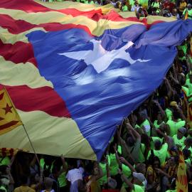 Este año los gritos y las pancartas han dado prioridad a la reivindicación del referéndum del 1 de octubre, convocado por la Generalitat y anulado por el Tribunal Constitucional / REUTERS