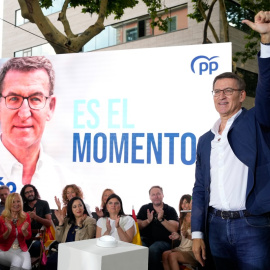 06/07/2023 - Alberto Núñez Feijóo a l'acte de l'inici de campanya del PP per a les eleccions generals del 23-J, celebrat a Castelldefels.