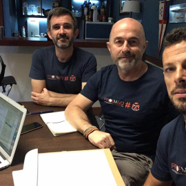 Miembros del proyecto Maydayterráneo. En el centros, Íñigo Gutiérrez.