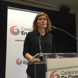 Elisenda Alamany presenta el resultat de la consulta sobre la participació de Catalunya en Comú a l'1-O. CARLES BELLSOLÀ