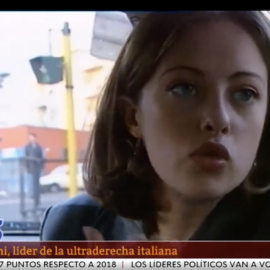 Georgia Meloni, líder de Hermanos de Italia, durante una entrevista recogida por TVE.