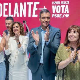 Sánchez aparece junto a varias ministras del Gobierno en el Espacio Próxima Estación, a 7 de julio de 2023, en Madrid (España).