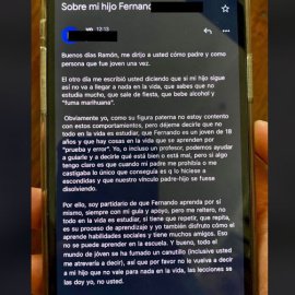 Pantallazo del correo que el padre Fernando envía a su profesor.