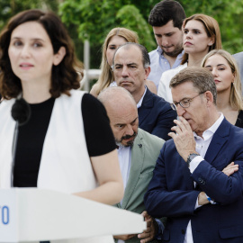 Isabel Díaz Ayuso durante la presentación de la candidatura por Madrid para las elecciones del 23 de julio, en Plaza de España, a 5 de julio de 2023, en Madrid.