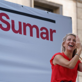 La candidata de Sumar a presidenta del Gobierno, Yolanda Díaz, a 4 de julio de 2023.