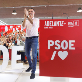 El presidente del Gobierno, Pedro Sánchez, en un acto de inicio de campaña en Casa de Campo de Madrid, a 6 de julio de 2023.