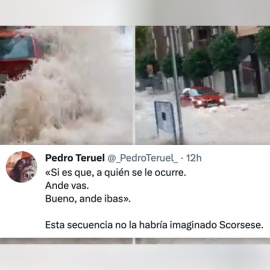 Secuencia de un coche en plena riada en Molina de Segura (Murcia)