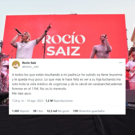 'Collage' con una imagen de Rocío Saiz y la denuncia de la cantante