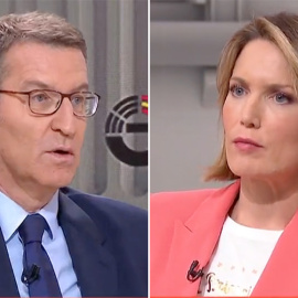 Alberto Núñez Feijóo y Silvia Intxaurrondo, en 'La hora de la 1'.- TVE