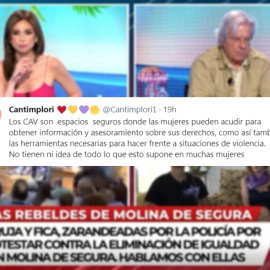 Collage con una captura del programa 'Todo es mentira' y la respuesta de una tuitera